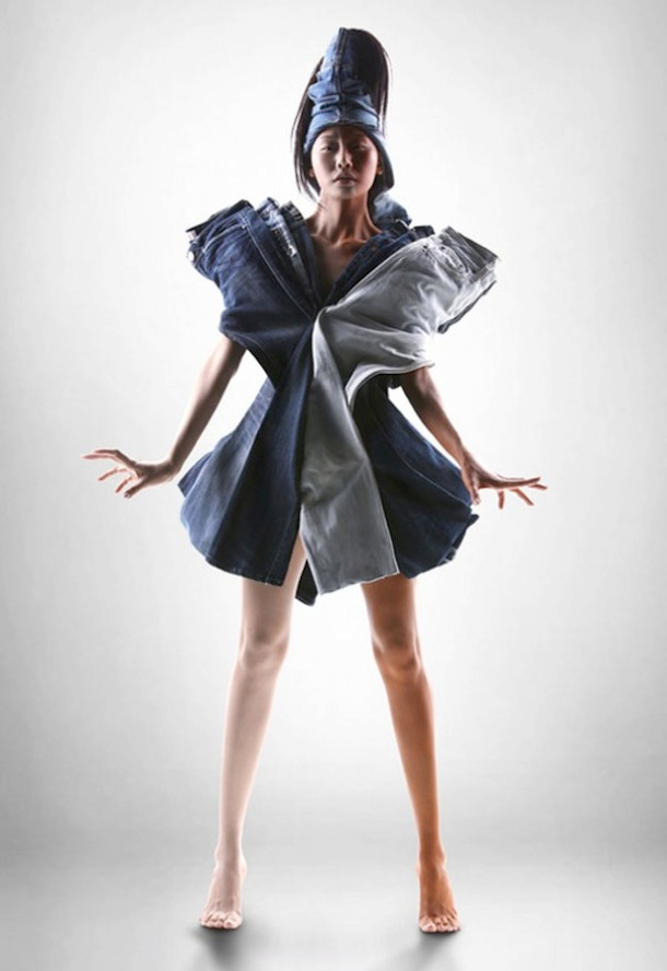 Denim Sculpture by Jeffrey Wang Inspires Personality in Fabrics and ...